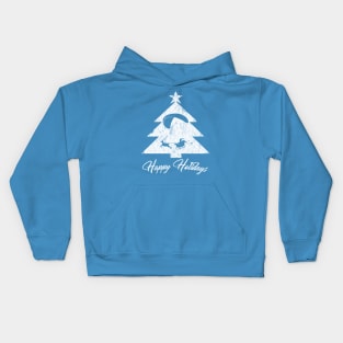 Happy Holidays - Paragliding Santa - Christmas Tree Kids Hoodie